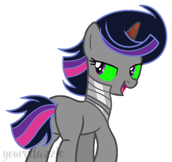 Size: 853x806 | Tagged: safe, artist:yourrdazzle, imported from derpibooru, oc, oc only, oc:crescent moon, pony, unicorn, base used, female, mare, offspring, parent:king sombra, parent:twilight sparkle, parents:twibra, simple background, solo, sombra eyes, transparent background