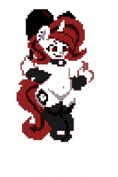 Size: 256x384 | Tagged: safe, artist:bitassembly, derpibooru exclusive, imported from derpibooru, oc, oc only, oc:lilith, pony, succubus, animated, belly button, bow, collar, ear piercing, fire, floating, latex, loop, magic, piercing, pixel art, pyromancy, simple background, solo, sprite, transparent background