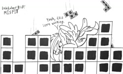 Size: 1280x775 | Tagged: safe, artist:ewoudcponies, imported from derpibooru, rainbow dash, pegasus, pony, black and white, female, grayscale, ink drawing, inktober, inktober 2019, monochrome, solo, tetris, traditional art, video game crossover