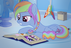 Size: 1416x964 | Tagged: safe, artist:razorbladetheunicron, imported from derpibooru, oc, oc only, oc:skyline wonder, headless horse, pegasus, pony, lateverse, alternate universe, base used, book, cloud house, female, headless, magical lesbian spawn, mare, next generation, nightmare night, offspring, parent:cloudchaser, parent:rainbow dash, parents:rainbowchaser, rainbow dash's house, reading, solo