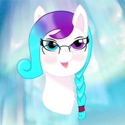 Size: 2000x2000 | Tagged: safe, artist:akulka5-7, artist:rekinek5-7, deleted from derpibooru, imported from derpibooru, oc, oc:aurora starling, earth pony, pony, braid, bust, cute, fluffy, glasses, heterochromia