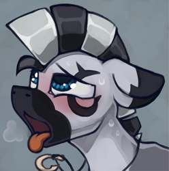 Size: 1854x1867 | Tagged: safe, artist:marsminer, imported from derpibooru, oc, oc only, oc:kona, pony, zebra, ahegao, face, male, open mouth, quadrupedal, solo, tongue out