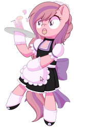 Size: 1369x1898 | Tagged: safe, artist:musicfirewind, artist:wavecipher, imported from derpibooru, oc, oc only, oc:sweet haze, pony, bipedal, clothes, clumsy, cocktail, cocktail glass, crossdressing, cute, female, maid, male, simple background, transparent background, tray