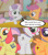 Size: 640x720 | Tagged: safe, edit, edited screencap, imported from derpibooru, screencap, apple bloom, scootaloo, sweetie belle, pegasus, pony, unicorn, the show stoppers, butt, comic, cutie mark crusaders, female, filly, freemason, illuminati, plot, rosicrucian, speech bubble