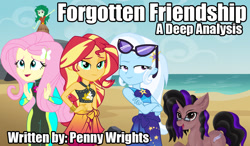 Size: 1168x684 | Tagged: safe, imported from derpibooru, fluttershy, sunset shimmer, trixie, wallflower blush, oc, oc:penny wrights, equestria daily, equestria girls, equestria girls series, forgotten friendship, analysis bronies