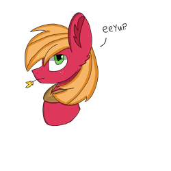 Size: 1378x1378 | Tagged: safe, artist:circuspaparazzi5678, imported from derpibooru, big macintosh, earth pony, pony, bust, eeyup, freckles, male, profile, shading, simple background, solo, speech, stallion, straw in mouth, transparent background