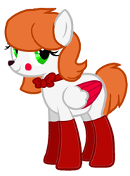 Size: 650x880 | Tagged: safe, artist:circuspaparazzi5678, artist:raini-bases, imported from derpibooru, oc, oc only, pegasus, pony, base used, bowtie, circus baby inspiration, clothes, clown, red socks, scarlett, socks, solo, yanderesunnychan