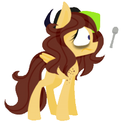 Size: 400x400 | Tagged: safe, artist:lixthefork, imported from derpibooru, oc, pegasus, pony, animated, bags under eyes, blinking, boop, female, gif, mare, simple background, spoon, transparent background