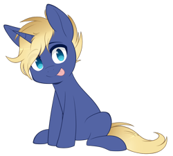 Size: 930x837 | Tagged: safe, artist:higgly-chan, imported from derpibooru, oc, oc only, oc:glitch sketch, pony, unicorn, :p, eye clipping through hair, horn, male, simple background, sitting, solo, stallion, tongue out, transparent background, unicorn oc