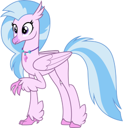 Size: 3000x3124 | Tagged: safe, artist:cloudy glow, artist:cloudyglow, imported from derpibooru, silverstream, classical hippogriff, hippogriff, the last problem, .ai available, female, high res, older, older silverstream, raised hoof, simple background, smiling, solo, transparent background, vector