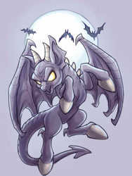 Size: 1200x1600 | Tagged: safe, artist:noupie, imported from derpibooru, gargoyle, pony, moon, ponified, solo