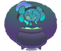 Size: 1254x1062 | Tagged: safe, artist:sourspot, imported from derpibooru, trixie, pony, unicorn, abstract background, cauldron, clothes, female, hat, open mouth, solo, trixie's hat, witch, witchcraft
