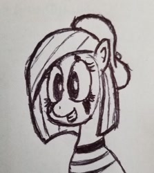 Size: 1642x1842 | Tagged: safe, artist:trex, imported from derpibooru, earth pony, pony, drawing, mime, monochrome, photo, solo, traditional art
