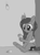 Size: 1041x1422 | Tagged: safe, artist:dusthiel, imported from derpibooru, princess luna, pony, bandage, female, food, inktober, mango, monochrome, solo