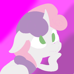 Size: 500x500 | Tagged: safe, artist:treble clefé, imported from derpibooru, sweetie belle, pony, unicorn, female, meme, solo, sudden clarity sweetie belle