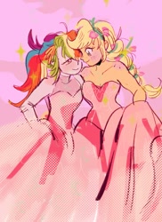 Size: 872x1199 | Tagged: safe, artist:nounoo_u, imported from derpibooru, applejack, rainbow dash, equestria girls, appledash, female, lesbian, marriage, shipping, wedding