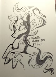 Size: 1483x2048 | Tagged: safe, artist:mychelle, imported from derpibooru, pony, windigo, inktober, inktober 2019, monochrome, solo, traditional art