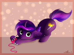 Size: 2450x1837 | Tagged: safe, artist:zobaloba, imported from derpibooru, oc, oc only, oc:tihan, pony, unicorn, commission, cute, digital art, fangs, female, full body, playing, solo, yarn, yarn ball, ych example, ych result, your character here