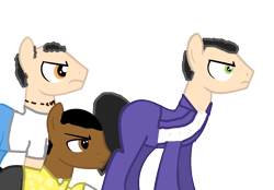 Size: 2292x1598 | Tagged: safe, artist:kayman13, imported from derpibooru, pony, angry, button up, clothes, franklin clinton, grand theft auto, group, gta v, jacket, jeans, male, michael de santa, pants, ponified, protagonist, shirt, simple background, stallion, suit, tattoo, transparent background, trevor philips