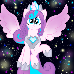 Size: 1000x1000 | Tagged: safe, artist:katya, imported from derpibooru, princess flurry heart, alicorn, pony, the last problem, crown, crystal heart, cute, female, flying, full body, jewelry, older, older flurry heart, regalia, solo, stars