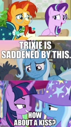 Size: 500x888 | Tagged: safe, artist:mlpfan3991, edit, edited screencap, imported from derpibooru, screencap, starlight glimmer, sunburst, trixie, twilight sparkle, twilight sparkle (alicorn), alicorn, pony, a horse shoe-in, no second prances, road to friendship, comic, female, lesbian, male, screencap comic, shipping, starburst, straight, twixie