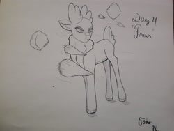 Size: 2064x1548 | Tagged: safe, artist:jojohernandez, imported from derpibooru, velvet reindeer, deer, reindeer, them's fightin' herds, cloven hooves, community related, female, ice, inktober, inktober 2019, no pupils, solo, traditional art, velvet (tfh)