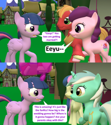 Size: 1920x2160 | Tagged: safe, artist:red4567, imported from derpibooru, big macintosh, bon bon, lyra heartstrings, sugar belle, sweetie drops, twilight sparkle, alicorn, earth pony, pony, unicorn, the big mac question, 3d, adorkable, breaking the fourth wall, canon ship, cute, dork, eeyup, female, glowing horn, hoof hold, horn, lesbian, levitation, lyrabon, magic, magic aura, male, mare, shipper on deck, shipping, source filmmaker, stallion, straight, sugarmac, telekinesis, twiabetes, twilight sparkle (alicorn), unshorn fetlocks