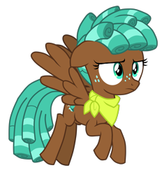 Size: 2659x2860 | Tagged: safe, artist:corporalvortex, imported from derpibooru, spur, pegasus, pony, growing up is hard to do, curly hair, female, filly, flying, freckles, medibang paint, neckerchief, simple background, solo, teenager, transparent background, vector