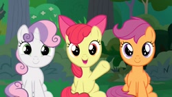 Size: 1280x720 | Tagged: safe, imported from derpibooru, screencap, apple bloom, scootaloo, sweetie belle, pony, the big mac question, adorabloom, cute, cutealoo, cutie mark crusaders, diasweetes