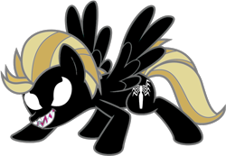 Size: 960x664 | Tagged: safe, artist:kayman13, imported from derpibooru, lightning dust, pegasus, pony, evil, female, mare, possessed, sharp teeth, simple background, smiling, spider-man, teeth, transparent background, vector, venom