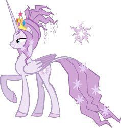 Size: 754x796 | Tagged: safe, artist:papptimea84, edit, editor:mugen kagemaru, imported from derpibooru, tree of harmony, oc, oc only, oc:harmony (heilos), alicorn, pony, alicornified, big crown thingy, cutie mark, element of magic, eyeshadow, female, flower, flower in hair, flower in tail, jewelry, makeup, mare, ponified, race swap, raised hoof, regalia, simple background, solo, white background