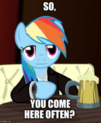 Size: 500x606 | Tagged: safe, imported from derpibooru, rainbow dash, pony, cider, dos equis, female, funny, impact font, meme, most interesting man in the world, solo