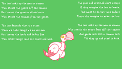 Size: 1600x900 | Tagged: safe, imported from derpibooru, bird, goose, green background, poem, simple background, text, untitled goose game