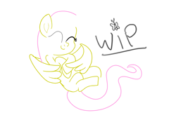 Size: 4200x3041 | Tagged: safe, artist:n3ro 182, imported from derpibooru, fluttershy, pegasus, pony, cute, female, hug, lineart, mare, one eye closed, solo, wings, wink, wip