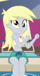 Size: 568x1056 | Tagged: safe, imported from derpibooru, screencap, derpy hooves, equestria girls, i'm on a yacht, spoiler:eqg series (season 2), belly button, clothes, cropped, cute, derpabetes, derpy's beach shorts swimsuit, female, solo, swimsuit, swimsuit derpy