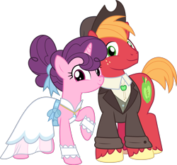 Size: 5500x5123 | Tagged: safe, artist:jhayarr23, imported from derpibooru, big macintosh, sugar belle, earth pony, pony, unicorn, the big mac question, absurd resolution, cute, female, husband and wife, male, mare, shipping, show accurate, simple background, smiling, stallion, straight, sugarmac, transparent background, vector