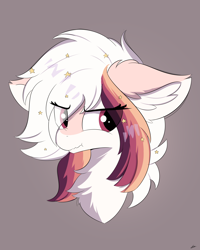 Size: 4000x5000 | Tagged: safe, artist:lunar froxy, imported from derpibooru, oc, oc only, oc:ayaka, pony, absurd resolution, alternate design, bust, chest fluff, ear fluff, eye clipping through hair, female, hair over eyes, mare, ponified, portrait, scrunchy face, solo, species swap, starry mane, stars