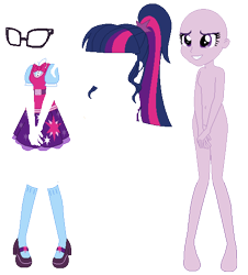 Size: 485x537 | Tagged: safe, artist:cathylility, artist:ra1nb0wk1tty, artist:selenaede, imported from derpibooru, sci-twi, twilight sparkle, human, equestria girls, base, clothes, glasses, high heels, shoes, socks, stockings, thigh highs