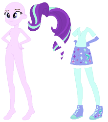 Size: 492x557 | Tagged: safe, artist:cathylility, artist:ra1nb0wk1tty, artist:selenaede, imported from derpibooru, starlight glimmer, equestria girls, alternate hairstyle, barbie doll anatomy, base, clothes, converse, fingerless gloves, gloves, shoes, sneakers, socks, stockings, thigh highs