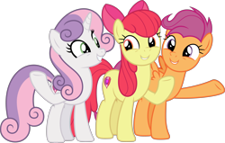 Size: 7103x4526 | Tagged: safe, artist:timeymarey007, imported from derpibooru, apple bloom, scootaloo, sweetie belle, earth pony, pegasus, pony, unicorn, growing up is hard to do, .svg available, absurd resolution, cutie mark, cutie mark crusaders, older, older apple bloom, older cmc, older scootaloo, older sweetie belle, raised hoof, simple background, smiling, the cmc's cutie marks, transparent background, underhoof, vector