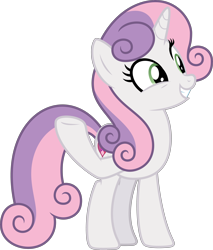 Size: 3626x4261 | Tagged: safe, artist:timeymarey007, imported from derpibooru, sweetie belle, pony, unicorn, growing up is hard to do, cutie mark, female, mare, older, older sweetie belle, raised hoof, simple background, smiling, solo, the cmc's cutie marks, transparent background, underhoof, vector