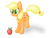 Size: 1600x1200 | Tagged: safe, artist:poofypegasus, imported from derpibooru, applejack, earth pony, pony, apple, cute, female, food, hatless, jackabetes, looking at something, missing accessory, simple background, solo, transparent background