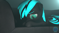 Size: 3840x2160 | Tagged: safe, artist:technickarts, imported from derpibooru, oc, oc:sapphire light, bat pony, pony, 3d, bat pony oc, couch, lying down, sad, slit eyes, slit pupils, source filmmaker, volumetric light, watermark