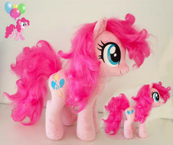 Size: 2920x2452 | Tagged: safe, artist:epicrainbowcrafts, imported from derpibooru, pinkie pie, pony, alternate hairstyle, cute, diapinkes, fluffy, irl, photo, plushie, solo