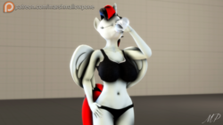 Size: 2560x1440 | Tagged: safe, artist:marshmallow-pone, imported from derpibooru, oc, oc:vani, alicorn, anthro, 3d, anthro oc, armpits, belly button, big breasts, breasts, drinking, huge breasts, midriff, source filmmaker