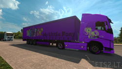 Size: 1000x562 | Tagged: source needed, useless source url, safe, imported from derpibooru, applejack, fluttershy, pinkie pie, rainbow dash, rarity, twilight sparkle, alicorn, pony, unicorn, euro truck simulator 2, female, game screencap, mane six, mare, truck, video game, wings