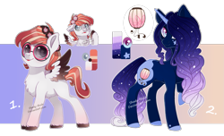 Size: 1929x1176 | Tagged: safe, artist:shady-bush, imported from derpibooru, oc, oc only, pegasus, pony, unicorn, female, glasses, mare, reference sheet, sunglasses