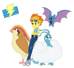 Size: 1116x1029 | Tagged: safe, artist:maretrick, imported from derpibooru, spitfire, altaria, golbat, pidgeot, equestria girls, converse, crossover, equestria girls-ified, pokémon, shoes, sunglasses, vector