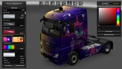 Size: 1366x768 | Tagged: source needed, useless source url, safe, imported from derpibooru, sci-twi, sunset shimmer, twilight sparkle, equestria girls, euro truck simulator 2, mercedes-benz, mercedes-benz actros, midnight sparkle, truck, video game