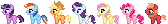 Size: 168x24 | Tagged: safe, artist:nazgar, imported from derpibooru, applejack, big macintosh, fluttershy, pinkie pie, rainbow dash, rarity, twilight sparkle, pony, mane six, pixel art